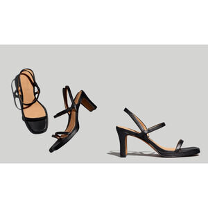 Madewell The Cherelle Heeled Slingback Sandal Black Size 8 NK673